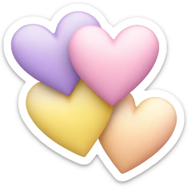 Three pastel hearts- pink yellow purple sticker