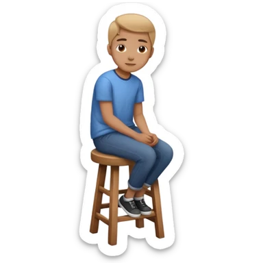 a person sitting on a stool with straight back turn straight body. sticker