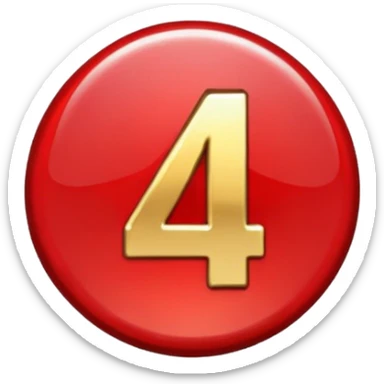 Make a round badge for a paid subscription out of gold with a red emerald and the number 4. sticker