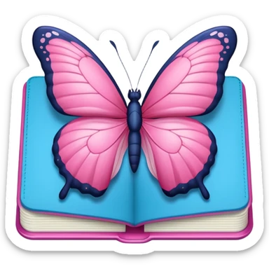 pink butterfly on notebook sticker