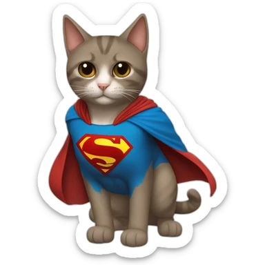 gato com a capa do superman sticker