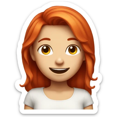 winking girl with red hair who is also blushing sticker
