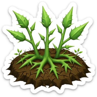 green thorns sprouting from the ground like vines sticker