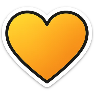 Create a gradient heart icon blending yellow and orange with modern icon style and clean lines, no text. sticker