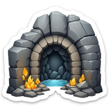 A deep cave entrance surrounded by rugged stone.




















































 sticker