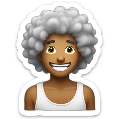 chico con cabello afro riendo sticker
