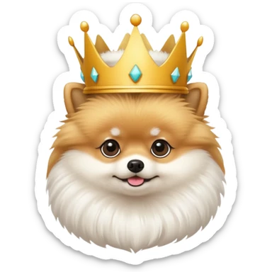 sassy cute Pomeranian with crown   sticker