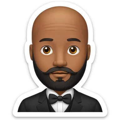 A handsome black gigolo with a full beard and bald head sticker