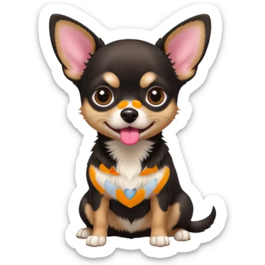 Chihuahua noir marron et feu sticker