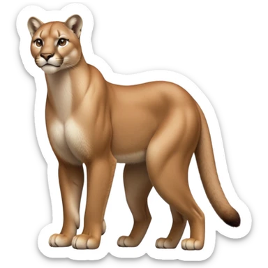 cinematic-[mountain lion]-realistic-full-body-standing-emoji,-muscular-frame-poised-with-grace,-tail-curved-slightly,-head-tilted-dramatically,-sleek-[tan]-fur,-simplified-yet-realistic-focused-features,-highly-detailed,-glowing-with-an-almost-sarcastic-glow sticker