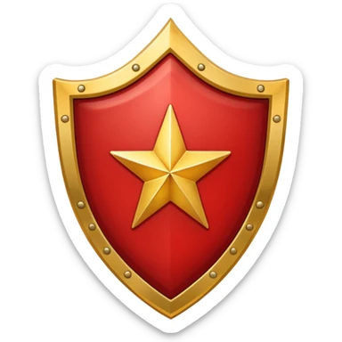 Crimson red shield with star sticker