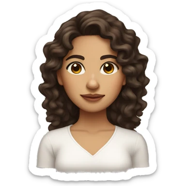 Mexican girl with dark brown long curly hair long lashes light brown doe eyes sticker