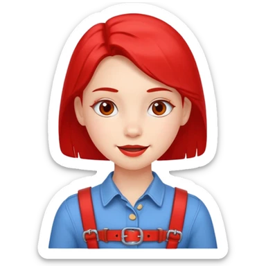 girl with red buckles, cheerful expression sticker