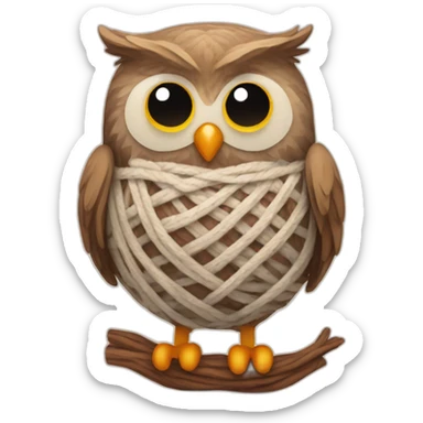 Owl with yarn ball sticker