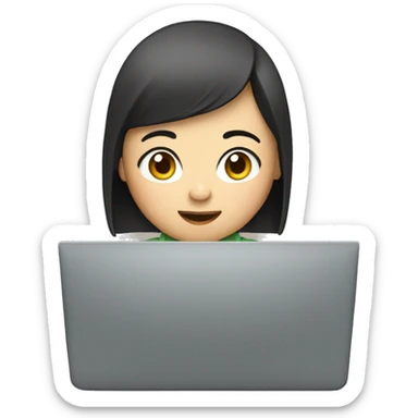 Asian girl typing on a computer sticker