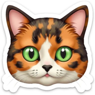 dark tortoiseshell cat pastel green eyes sticker