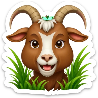 goat biting grass in his mouth sticker