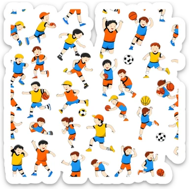 children playing sports sticker