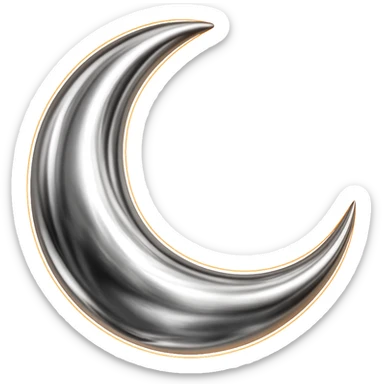 Add a subtle orange glow to the chrome moon icon, keep the background transparent. sticker