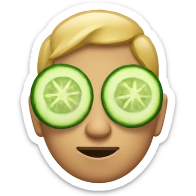An emoji relaxing with cucumbers on eyes sticker