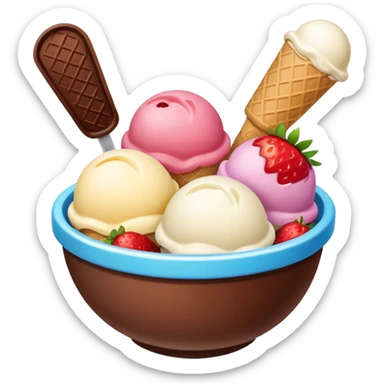 ice creams scope in bowl  sticker