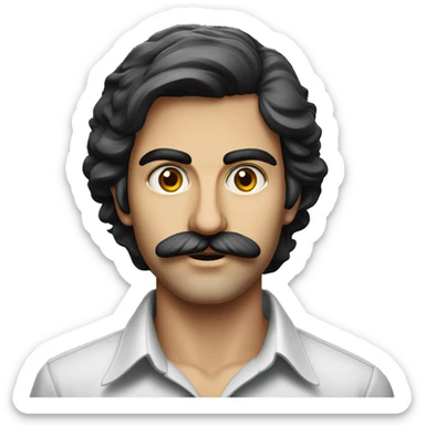 guy 20 years old iranian with moustache in 1970 photorealistic serious sticker