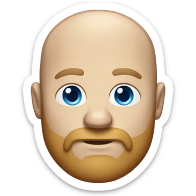 an emoji of a large balding white man with a beard blue eyes dad body sticker