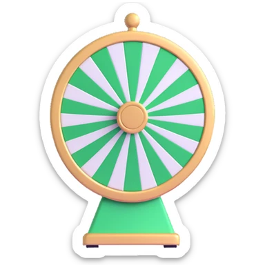 spinning prize wheel with alternating green and white sections sticker