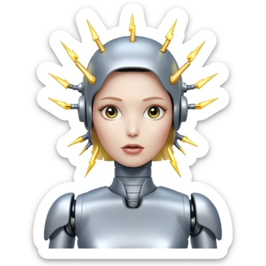 A female robot with a sexy body and lightning shooting from her brain sticker