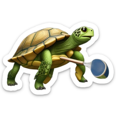 Tortue sur un sanglier qui fait du ping pong sticker