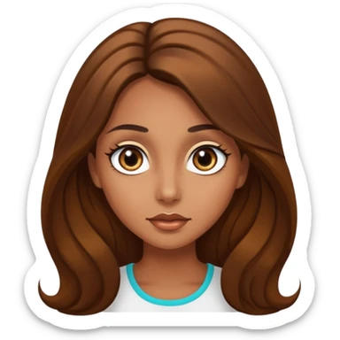 big dark eyes and tanned skin brown hair glamorous long hair sticker