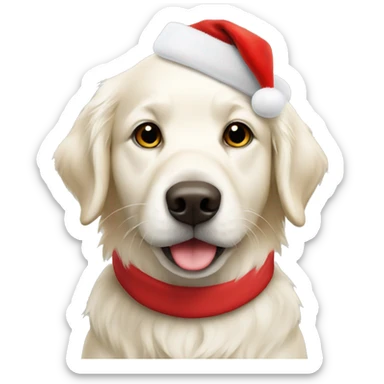 White golden retriever with Santa hat sticker