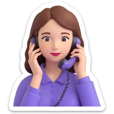 girl talking on phone bedroom background, close up pose sticker