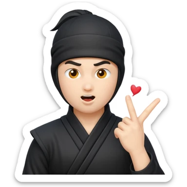 Emoji de ninja tirando besos sticker