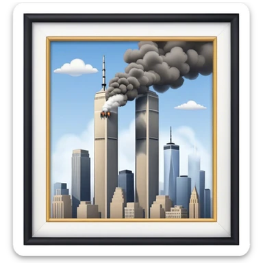 Twin towers hit by a plane sticker