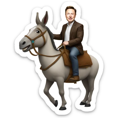 elon musk riding a donkey sticker