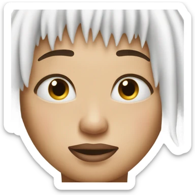 Aesthetic emoji of an emoji like this🥹 with nails like this💅 Only with white fringe and long eyelashes sticker