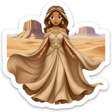 desert queen wearing tan dress sticker