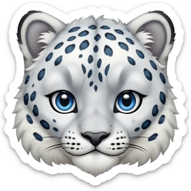 more Deformed cute Snow leopard-Eyes are long and blue sticker