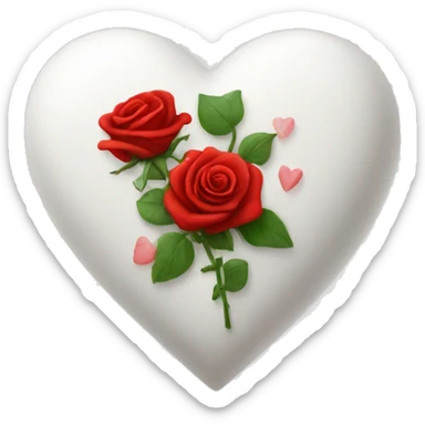 white heart with red roses sticker