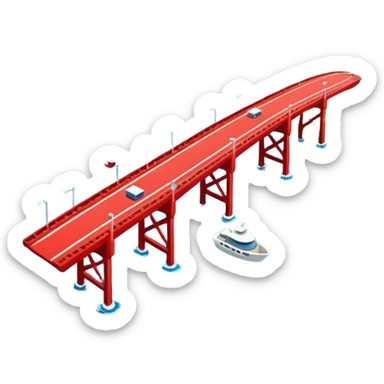 advanced modern island with advanced infrastructure with a red bridge on one side sticker