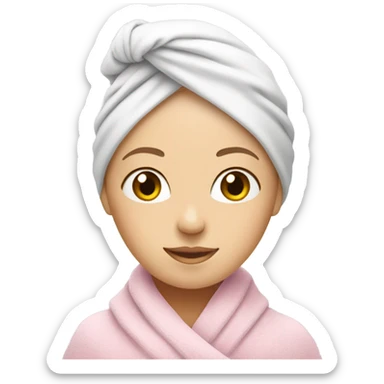 white lady with soft pink towel in her head sticker
