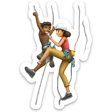 Guy rock climbing with a girlfriend  sticker