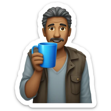 crie uma águia azul segurando uma caneca. sticker