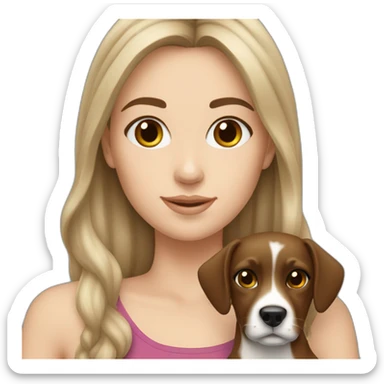 brunette white Girl with a russell dog sticker