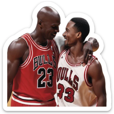 Michael jordan faisans un calin à travis scoot sticker