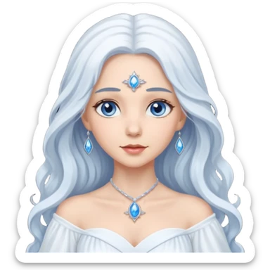 Good Witch of the North from The Wizard of Oz with light skin, blue eyes, long white hair, white outfit sticker