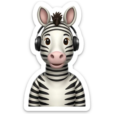 A zebra listening to music sticker