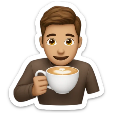 A person hugging a cup of cappuccino  sticker