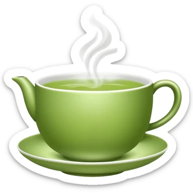 Green tea cup with steam, known for anti-inflammatory effects sticker